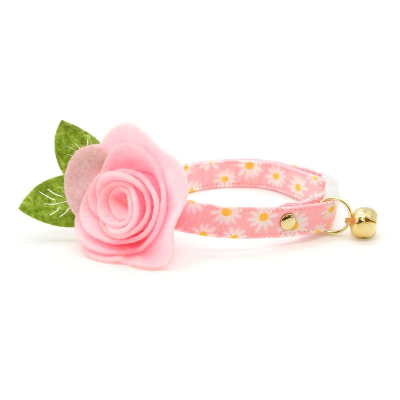 DaisiesPink FeltFlowerCollar BabyPink