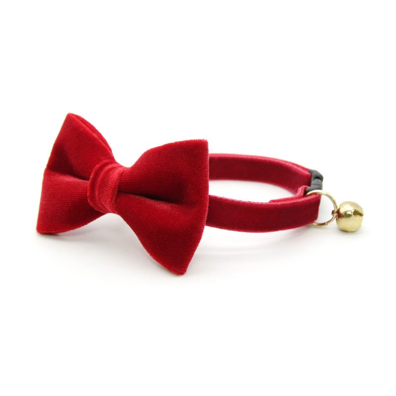 Velvet Garnet Red Bow Tie Collar NEW 2021