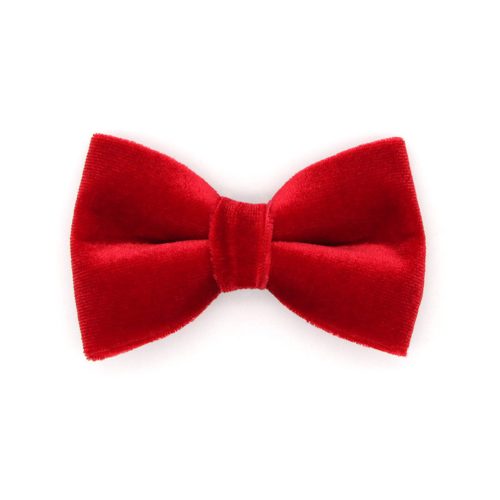 Pet Bow Tie - "Velvet - Garnet Red" - Rich Lustrous Soft Red Velvet - Christmas / Holiday - Detachable Bowtie for Cats + Dogs