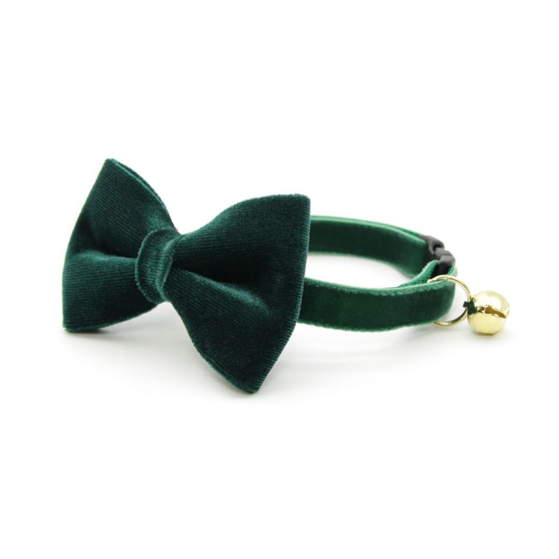 Velvet Hunter Green Bow Tie Collar NEW 2021