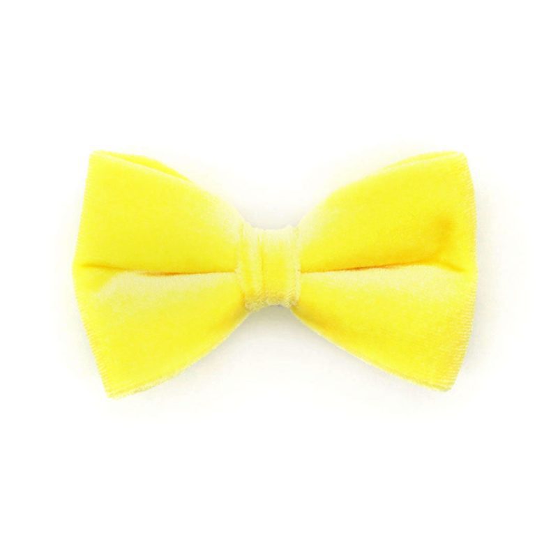 Velvet Lemon Yellow Bow Tie NEW