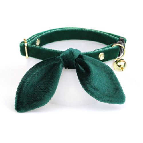 Velvet Hunter Green Bunny Bow Collar