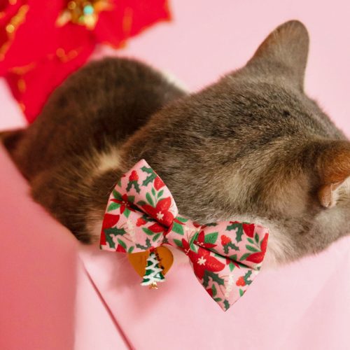 WinterBlooms Pink BowTie IDTag ChristmasTreeCharm CatModel 869A2952 WEB1X1